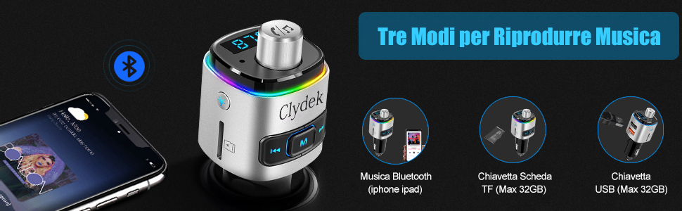 Trasmettitore Radio FM Bluetooth per Auto