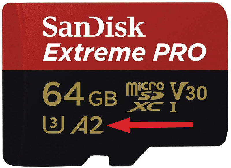 Micro SD  Sandisk Extreme sigla A2